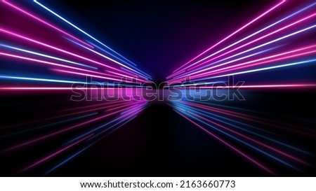 Colorful Light Trails, Long Time Exposure Motion Blur Effect. Vector Illustration Royalty-Free Stock Photo #2163660773