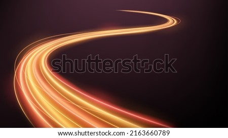 Colorful Light Trails, Long Time Exposure Motion Blur Effect. Vector Illustration Royalty-Free Stock Photo #2163660789