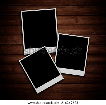 pictures on wooden background.