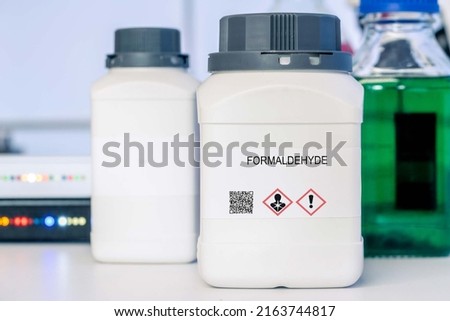 Formaldehyde. Formaldehyde hazardous chemical in laboratory packaging Royalty-Free Stock Photo #2163744817