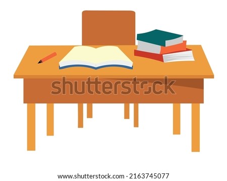 Books on table clipart vector illustration isolated