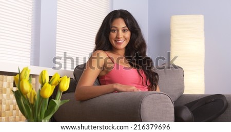 Hispanic woman looking at camera