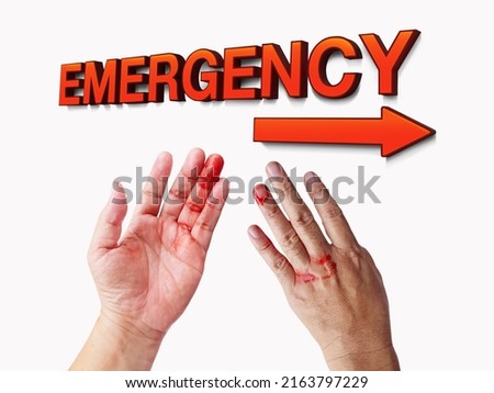 emergency department sign bloody hands Accident symbols can happen at any time.