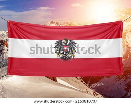 Austria  national banner flag cloth fabric on beautiful background.