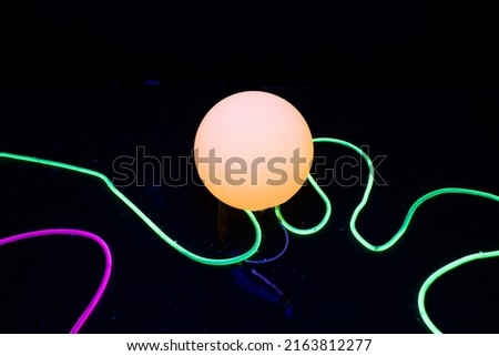 Colorful neon light with lamp at club or bar night.