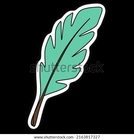 Tree leaf illustration in one line style, nature concept, stroke sticker