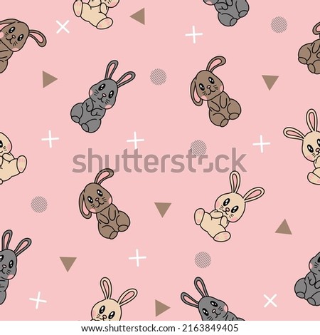 cute many colorful rabbit animal seamless pattern object wallpaper with design pink background.