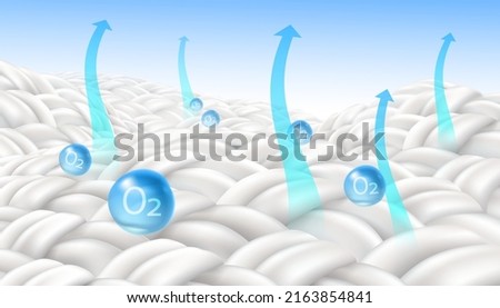 Special properties Fabric fiber breathable and dehumidifying on a light blue background. Royalty-Free Stock Photo #2163854841