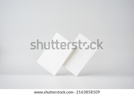 mockup, template, copy space concept with two business card isolated on white background, for mock up, front view layout.