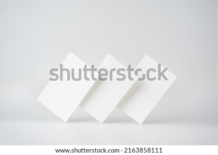 mockup, template, copy space concept with three business card isolated on white background, for mock up, front view layout.