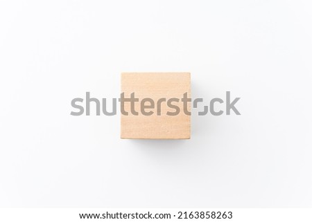 wooden, block, box concept with wood cube isolated on white background, for mock up, top view layout. Royalty-Free Stock Photo #2163858263