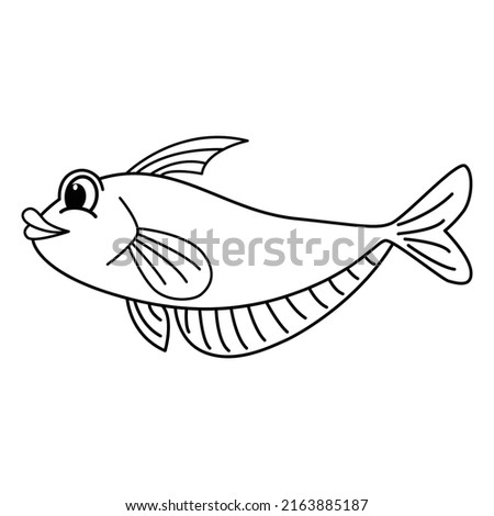 Cute fish cartoon coloring page illustration vector. For kids coloring book.