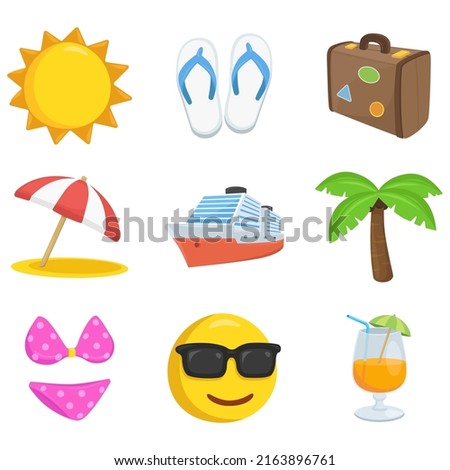 Cruise Sign Emoji Icon Illustration. Summer Vacations Vector Symbol Emoticon Design Clip Art Sign Comic Style.