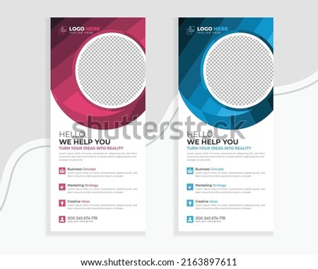 Abstract modern stylish simple corporate dl flyer rack card template creative clean design for company, and multipurpose use with abstract shapes