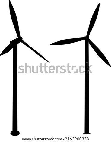 wind turbines on white background, flat style outline concept illustration of renewable wind energy