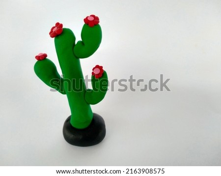 plasticine clay cactus isolated on white background.plasticine world.