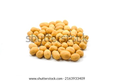 Indonesian traditional snack egg coated peanut (called kacang telur), It is made with peanuts mixed with egg batter and dusted with flour, plus a few seasoning ingredients, and then deep fried. Royalty-Free Stock Photo #2163933409