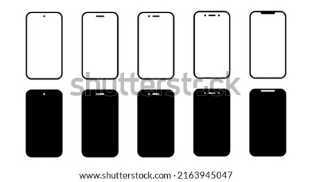Smartphone mockup vector set. Outline mobile phone icon, vector illustration Royalty-Free Stock Photo #2163945047