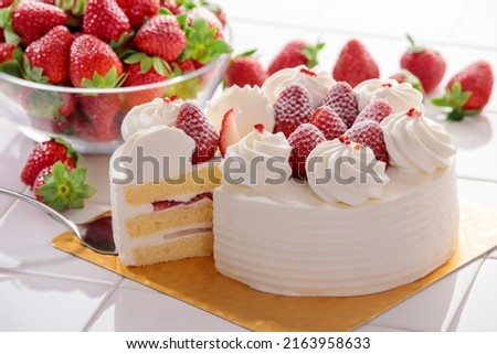 Strawberry cake made from fresh strawberries Royalty-Free Stock Photo #2163958633