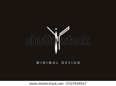 Alphabet letter IY logo design line art