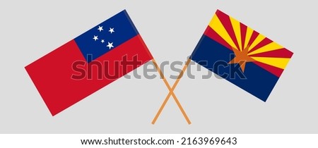 Crossed flags of Samoa and the State of Arizona. Official colors. Correct proportion. Vector illustration
