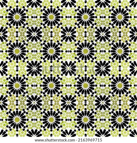 Andalusian style islamic ceramic tiles seamless pattern, geometric repeat background