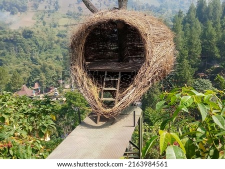 Bird's nest made of woven is used as a place to take pictures