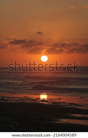Sunset landscape in Tantan beach .This fabulous photo was taken by me on a trip to Tantan Playa in southern Morocco.