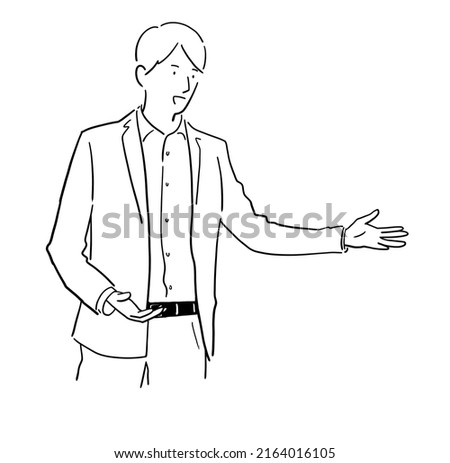 Illustration of a man explaining to people