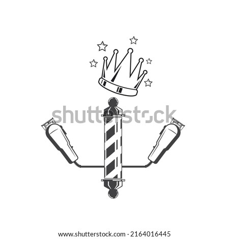 barbershop  vector icon concept design with royal crown illustration template