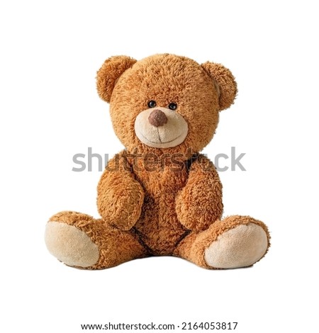 Cute teddy bear isolated on white background. Royalty-Free Stock Photo #2164053817