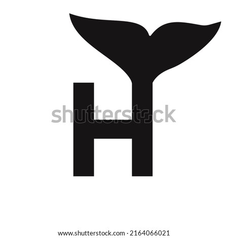 Letter H Whale Logo Design Template Vector Sign
