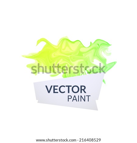 Abstract green yellow digital watercolor ink, virtual technology splash paint isolated on white background
