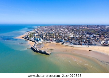 Margate coast in Summer by drone  Royalty-Free Stock Photo #2164092595