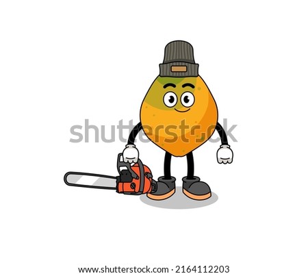 papaya fruit illustration cartoon as a lumberjack , character design