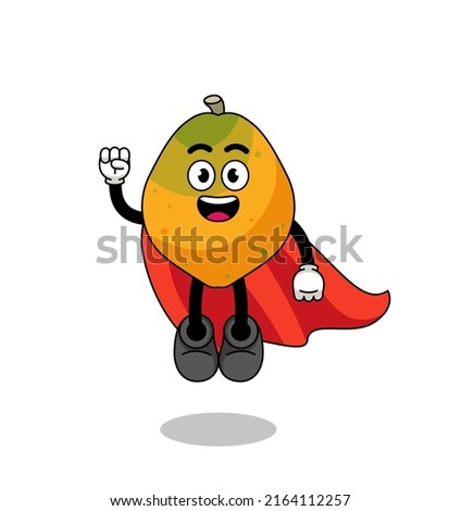 papaya fruit cartoon with flying superhero , character design
