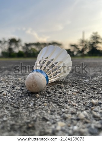 A picture of shuttlecock with sunset view