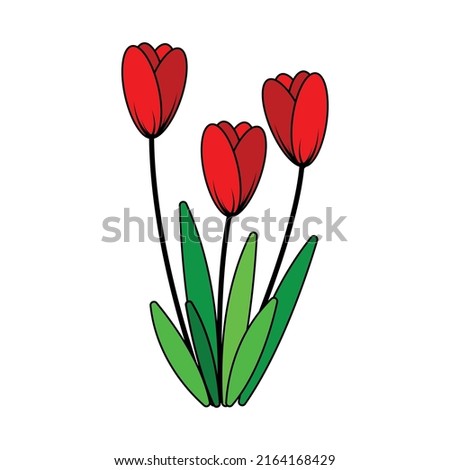 Red Cartoon flower icon clipart with outline animated vector symbol design image