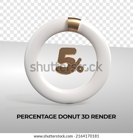 3D rendering donut number 5% percentage for progress report data