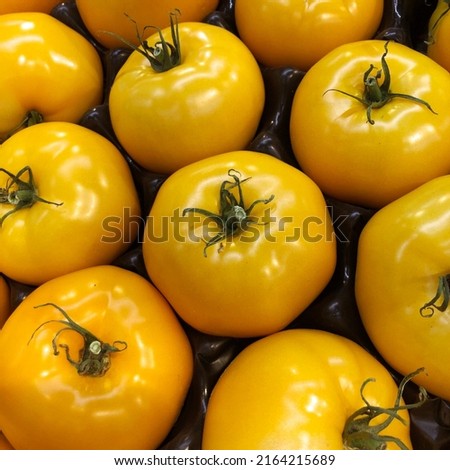 Macro photo yellow tomatoes. Stock photo vegetable yellow tomato background