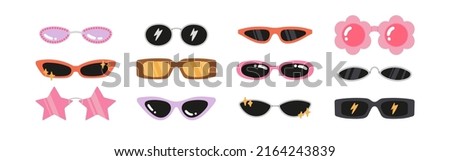 Big set with sunglasses. Different shapes and styles - for parties or casual occasions. Lifestyle and fashion.
Hand drawn illustration in trendy colors. Isolated on white background. Royalty-Free Stock Photo #2164243839