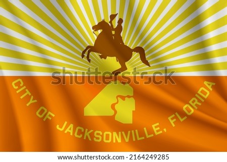 Flag of Jacksonville, Florida, USA. Realistic waving flag of Jacksonville vector background.