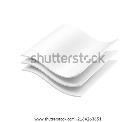 Three wavy layers with realistic shadows. Vector illustration isolated on white background. Template for your product. EPS10.	 Royalty-Free Stock Photo #2164263651