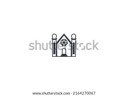 Synagogue vector flat emoticon. Isolated Jewish illustration. Synagog icon Royalty-Free Stock Photo #2164270067