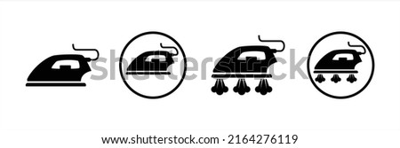 Iron icon set. Dry and steam iron vector icon set. Flatiron sign illustration. Laundry item symbol. Simple flat design style. Royalty-Free Stock Photo #2164276119