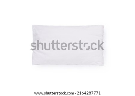 Top view White pillow isolated on white background.