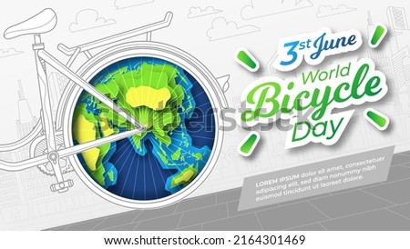 World Bicycle Day on Papercut Style Background