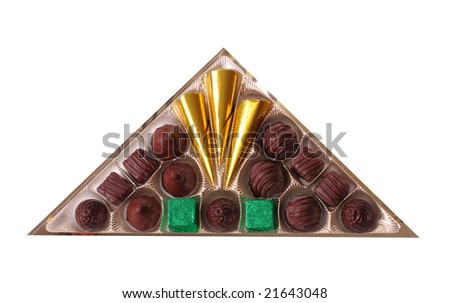 chocolate candy in box isolated on white