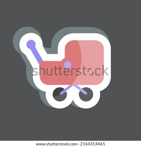 Sticker Stroller 1. suitable for Baby symbol. simple design editable. design template vector. simple symbol illustration