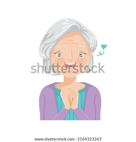 cartoon portrait of an elderly woman